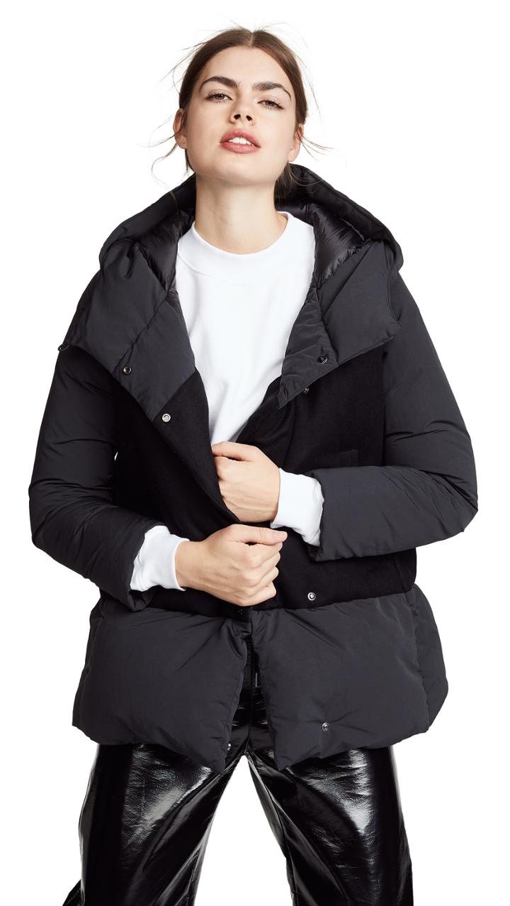 Add Down Hooded Over Down Jacket