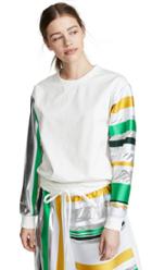 Prabal Gurung Denim Sweatshirt With Metallic Sleeves