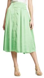 Anais Jourden Satin Pleated Midi Skirt