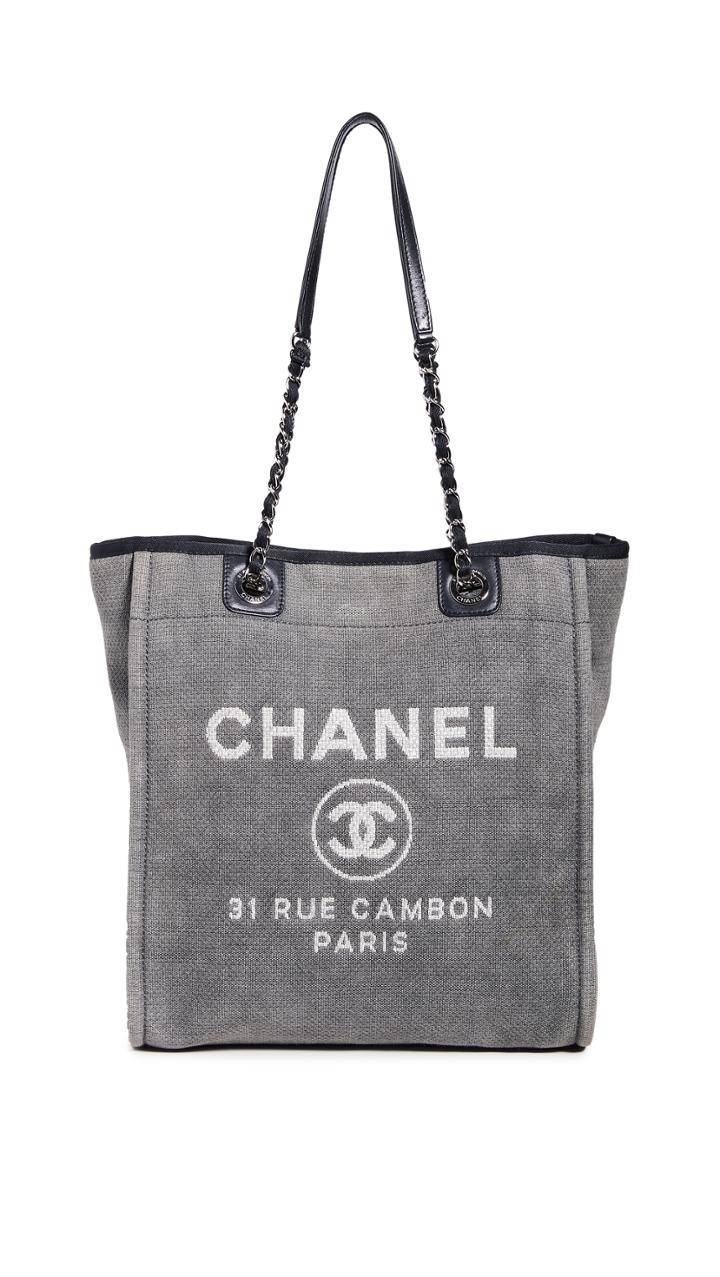 What Goes Around Comes Around Chanel Gray Deauville Small Tote