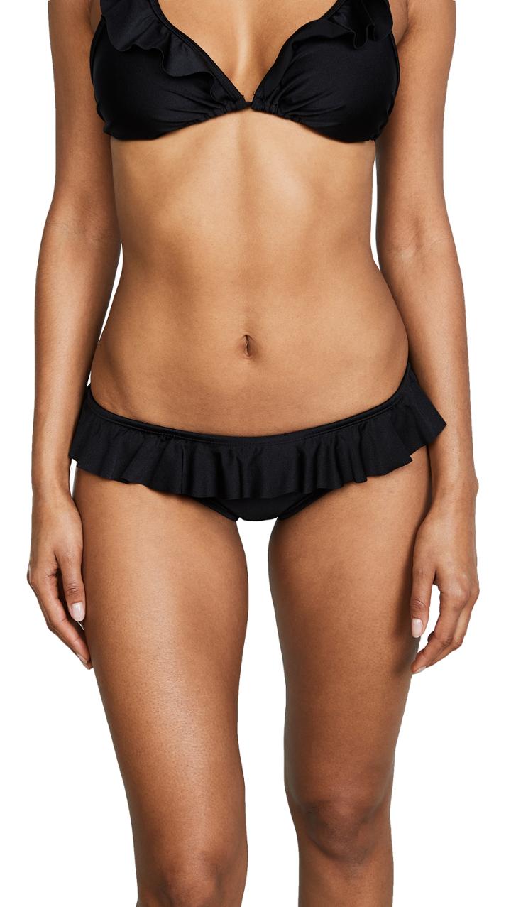 Shoshanna Shiny Black Ruffle Bottoms
