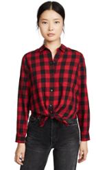 Madewell Buffalo Check Tie Front Button Down
