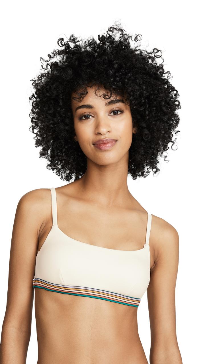 Madewell Second Wave Rainbow Trimmed Sport Bikini Top