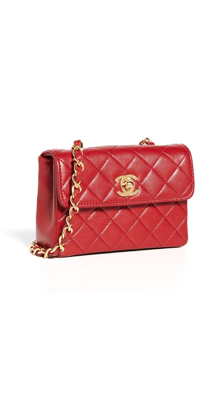 What Goes Around Comes Around Chanel Red Half Flap Micro Bag