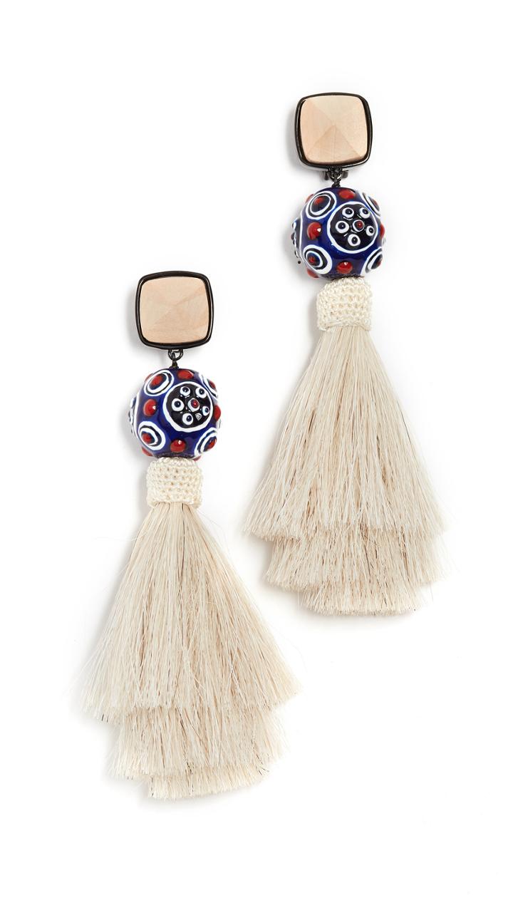 Tory Burch Silk Tassel Clip On Earrings