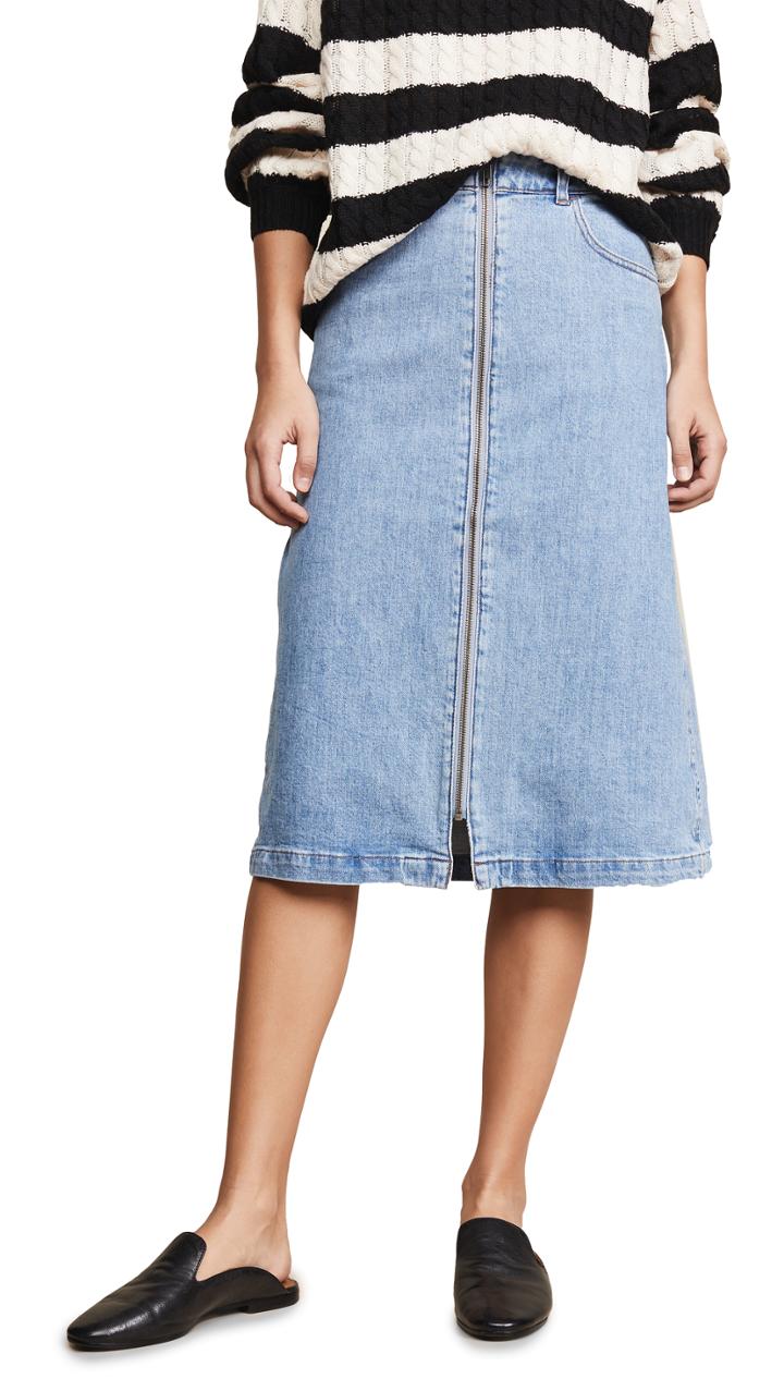 Madewell Zip Front Midi Skirt