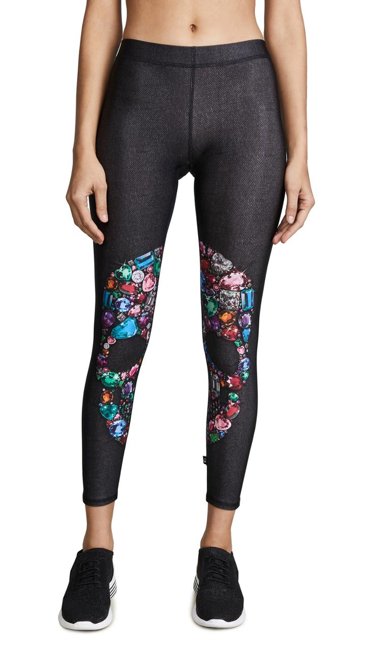 Terez Gemstone Crystal Skull Leggings