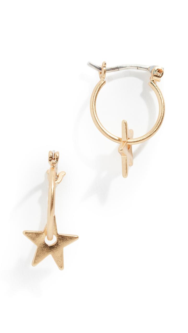 Madewell Mini Charm Star Hoop Earrings