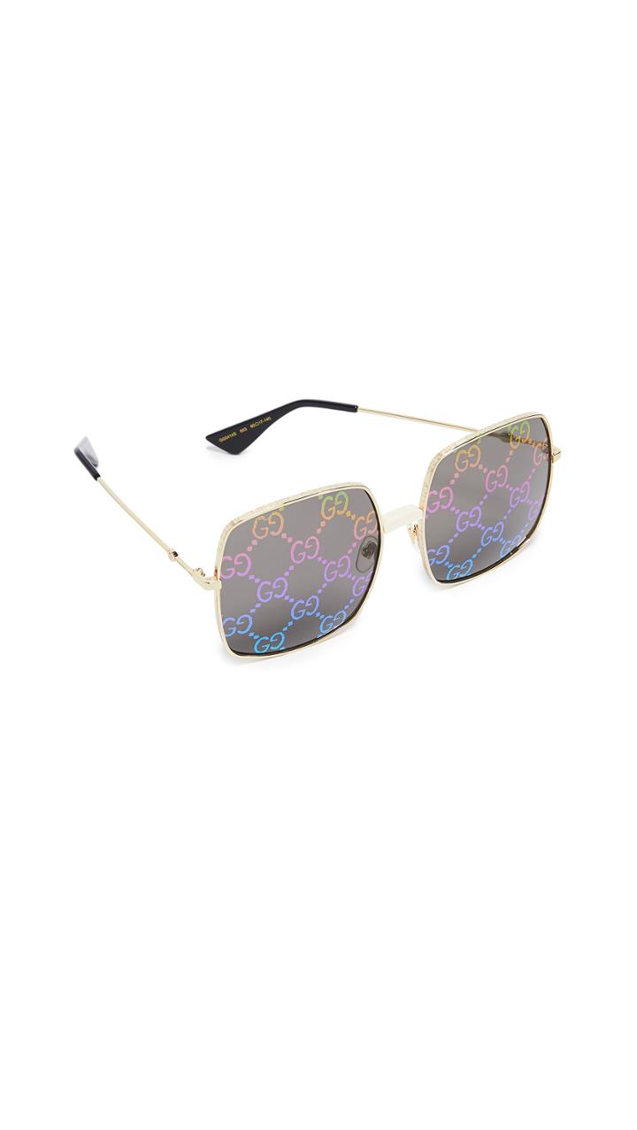 Gucci Gucify Square Metal Logo Sunglasses