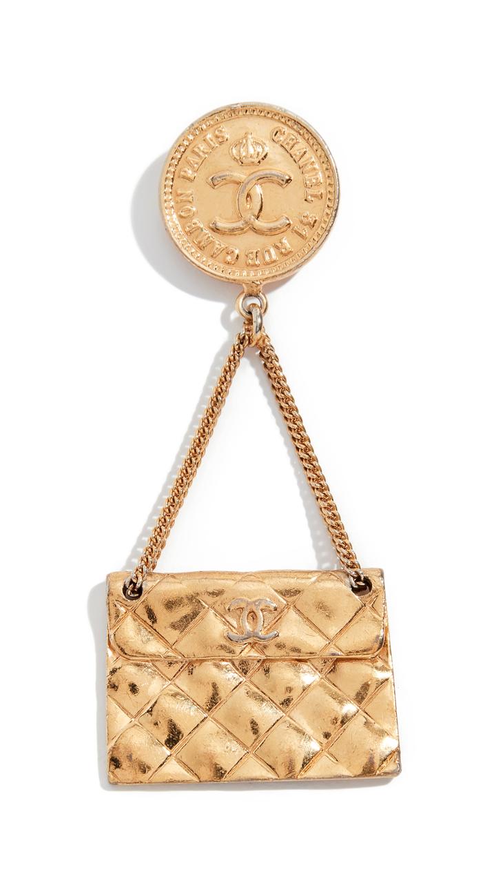 What Goes Around Comes Around Chanel Gold Flap Bag Pin