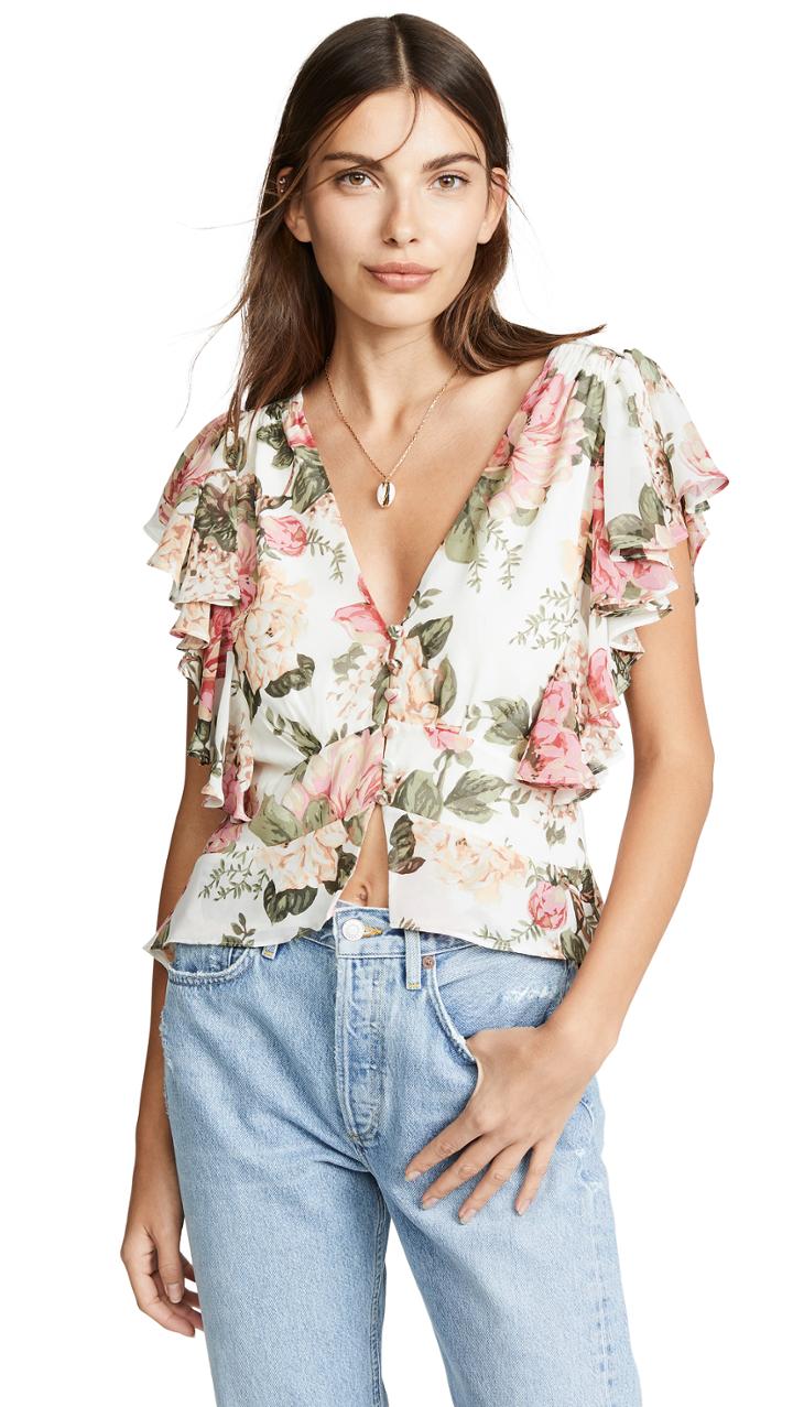Divine Heritage Ruffle Sleeve Blouse