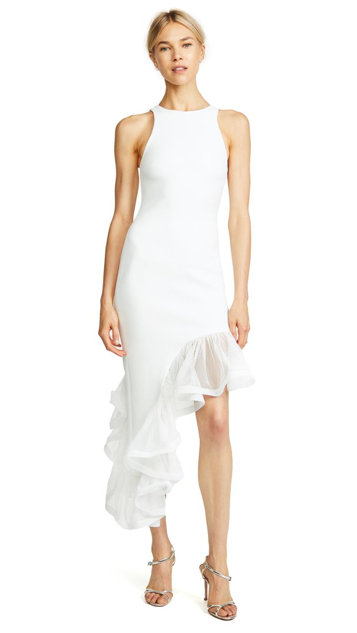 Vatanika Ruffle Hem Asymmetrical Dress