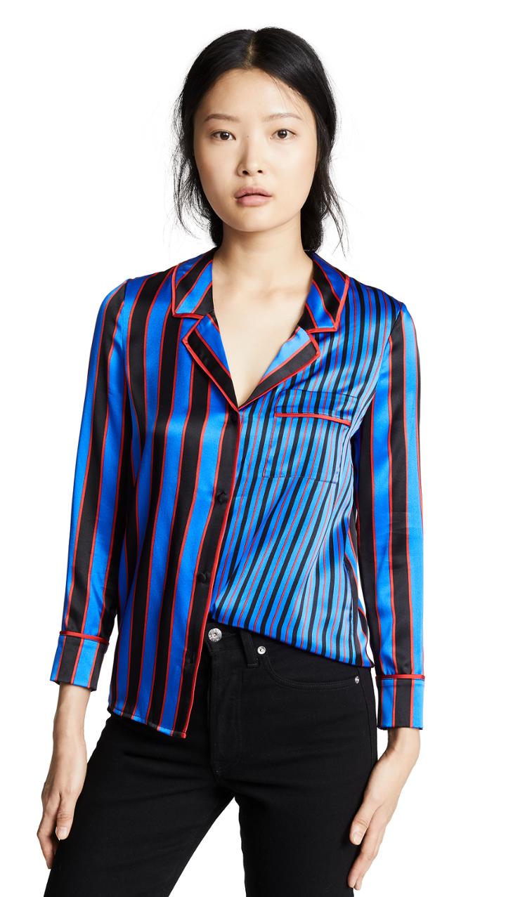 Alice Olivia Keir Piped Pajama Top