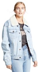 Free People Plaid Lined Sherpa Trucker Jacket