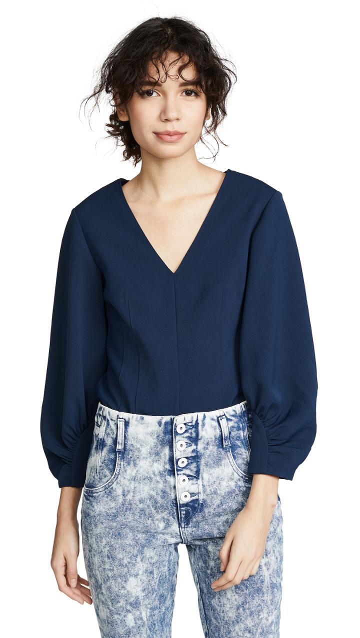 Tibi Corset V Neck Top