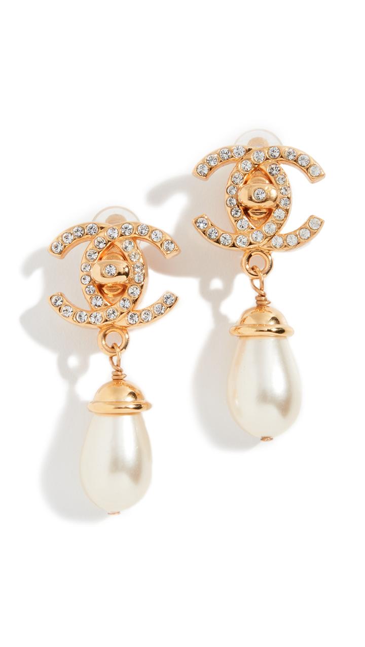 What Goes Around Comes Around Chanel Crystal Turnlock Clip On Earrings