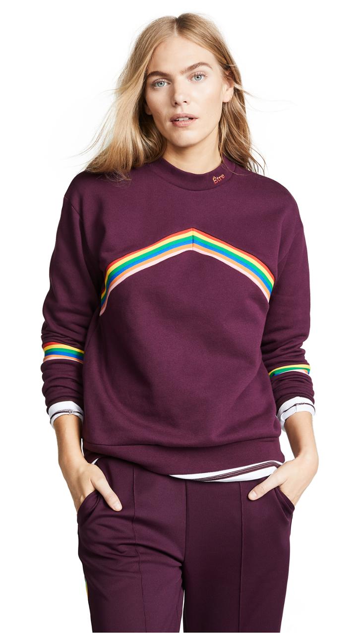 Etre Cecile Chevron Rib Boyfriend Sweatshirt