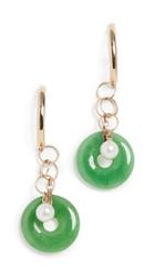 Loren Stewart 14k Jade And Cultured Pearl Huggie Earrings