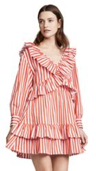 Msgm Ruffle Stripe Poplin Dress
