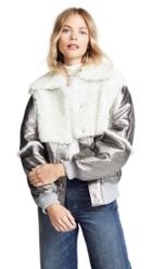 See By Chloe Metallic Bomber Shearling Jacket