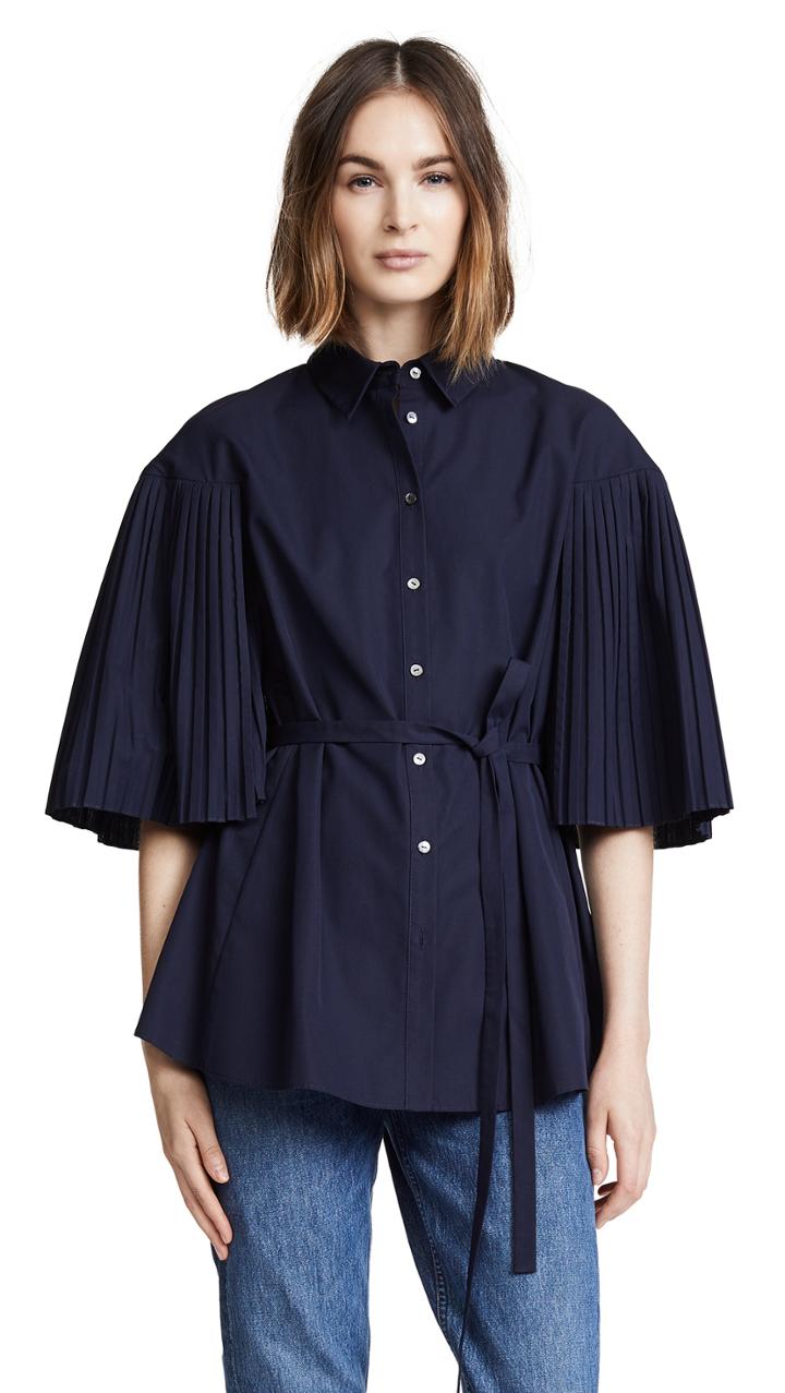 Rhie Pleated Sleeve Long Shirt