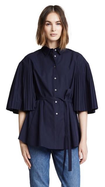 Rhie Pleated Sleeve Long Shirt