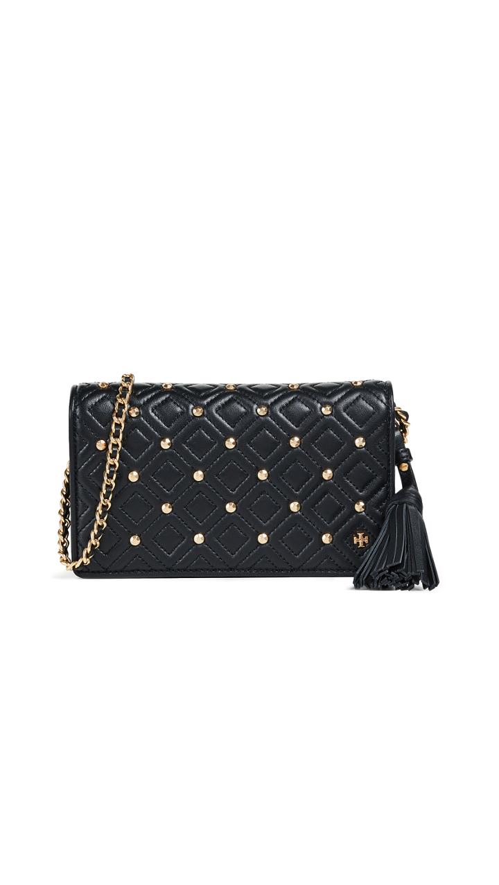 Tory Burch Fleming Stud Flat Wallet On A Chain