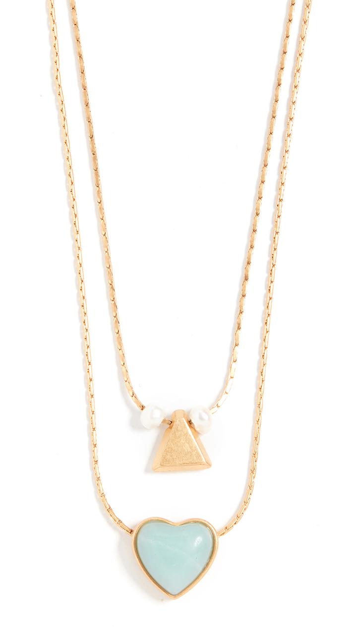 Madewell Layered Stone Heart Necklace Set