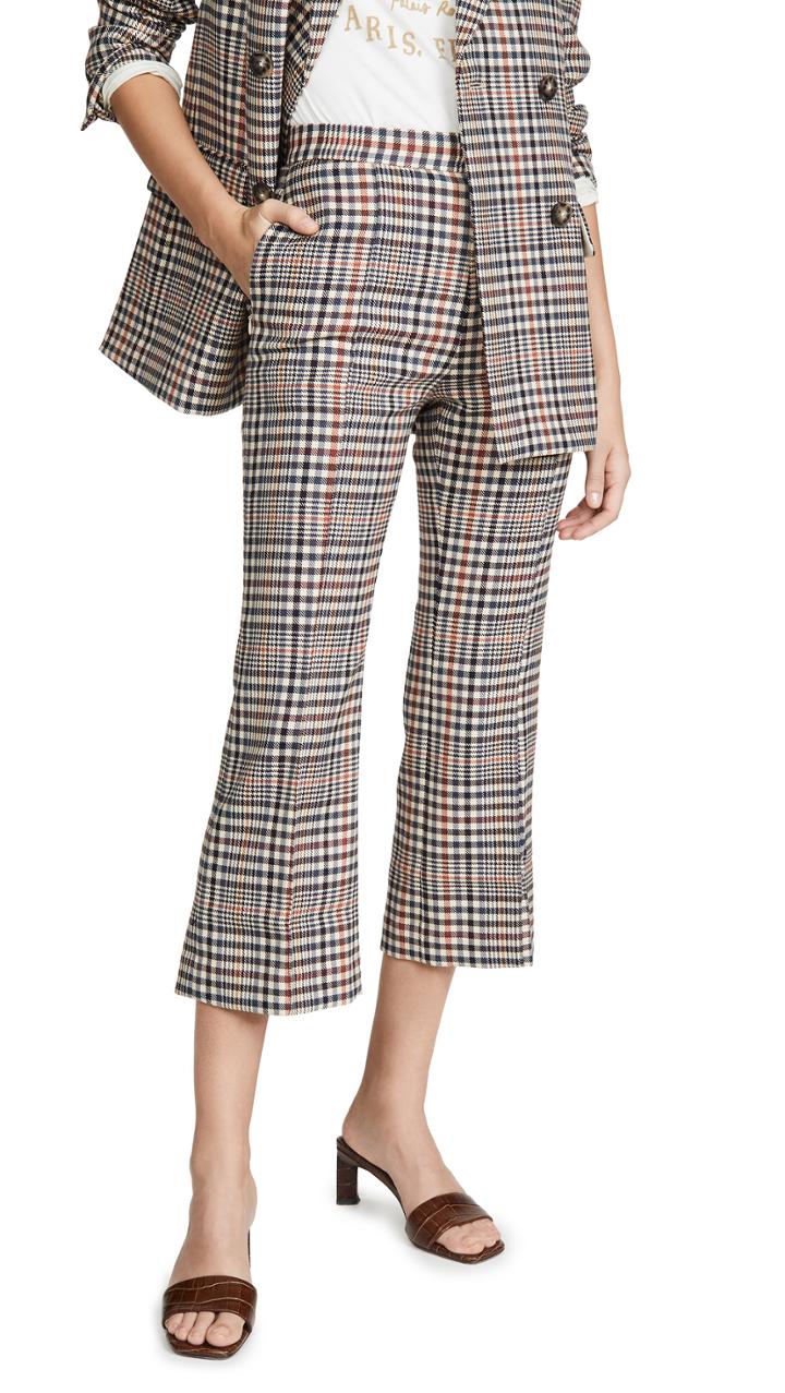 Edition10 Plaid Cropped Flare Pants