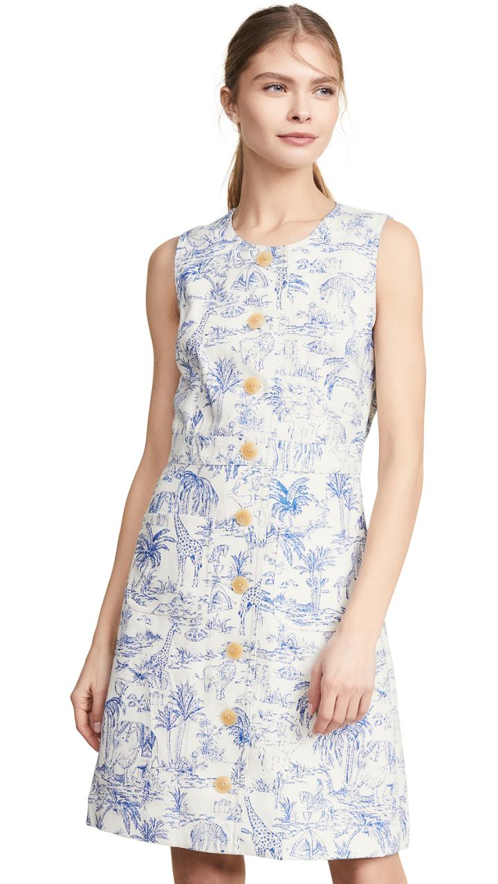 Tory Burch Printed Linen Shift Dress