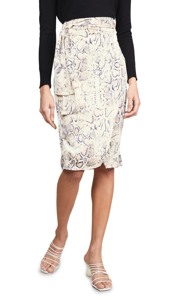 J O A Navy Animal Print Skirt