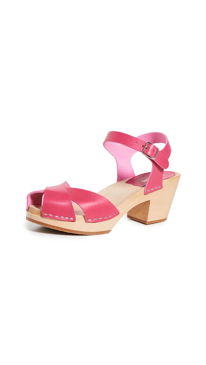 Swedish Hasbeens Mirja Ankle Strap Clogs
