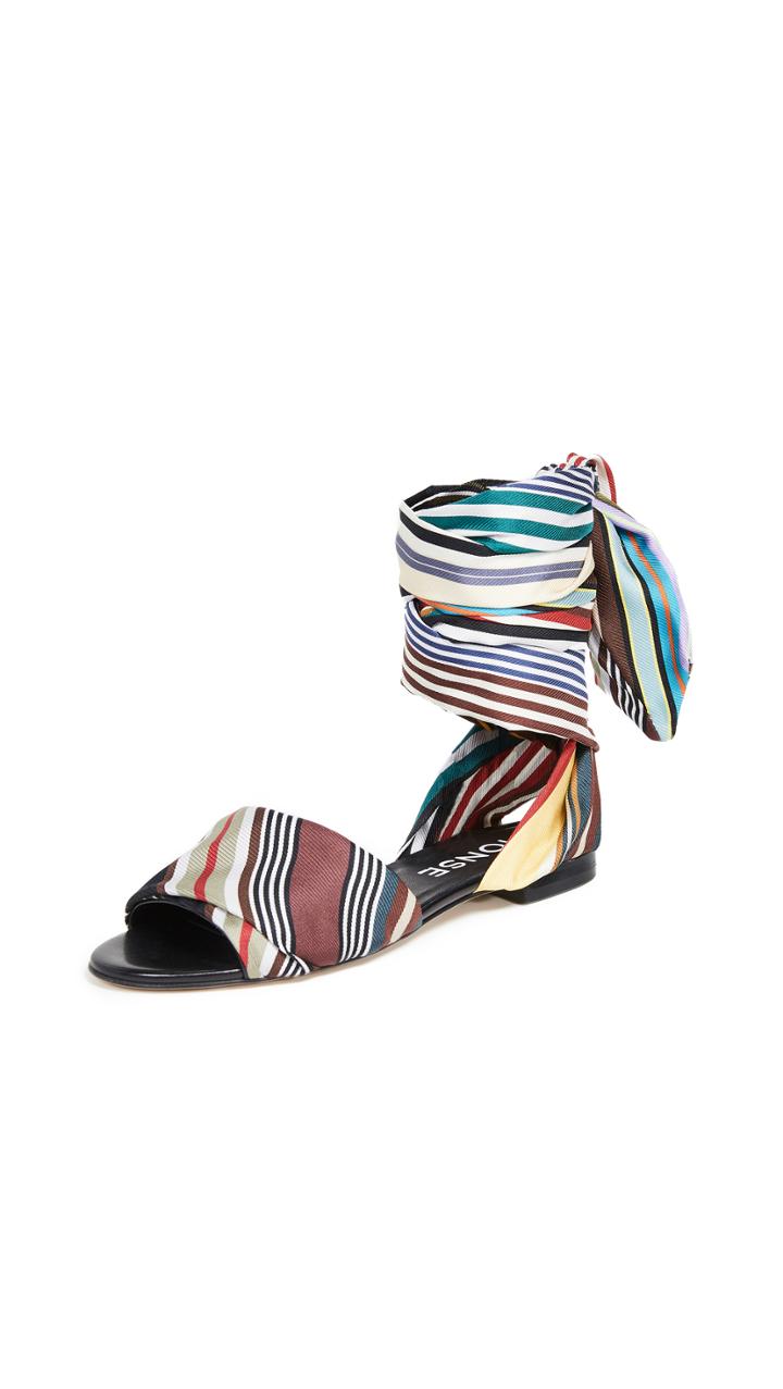 Monse Rainbow Ankle Wrap Flat Sandals