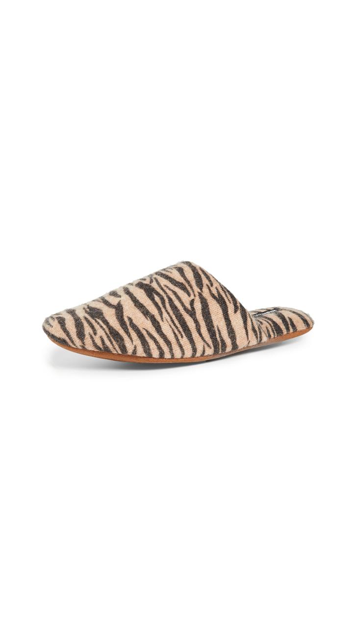 Minnie Rose Tiger Cashmere Slippers