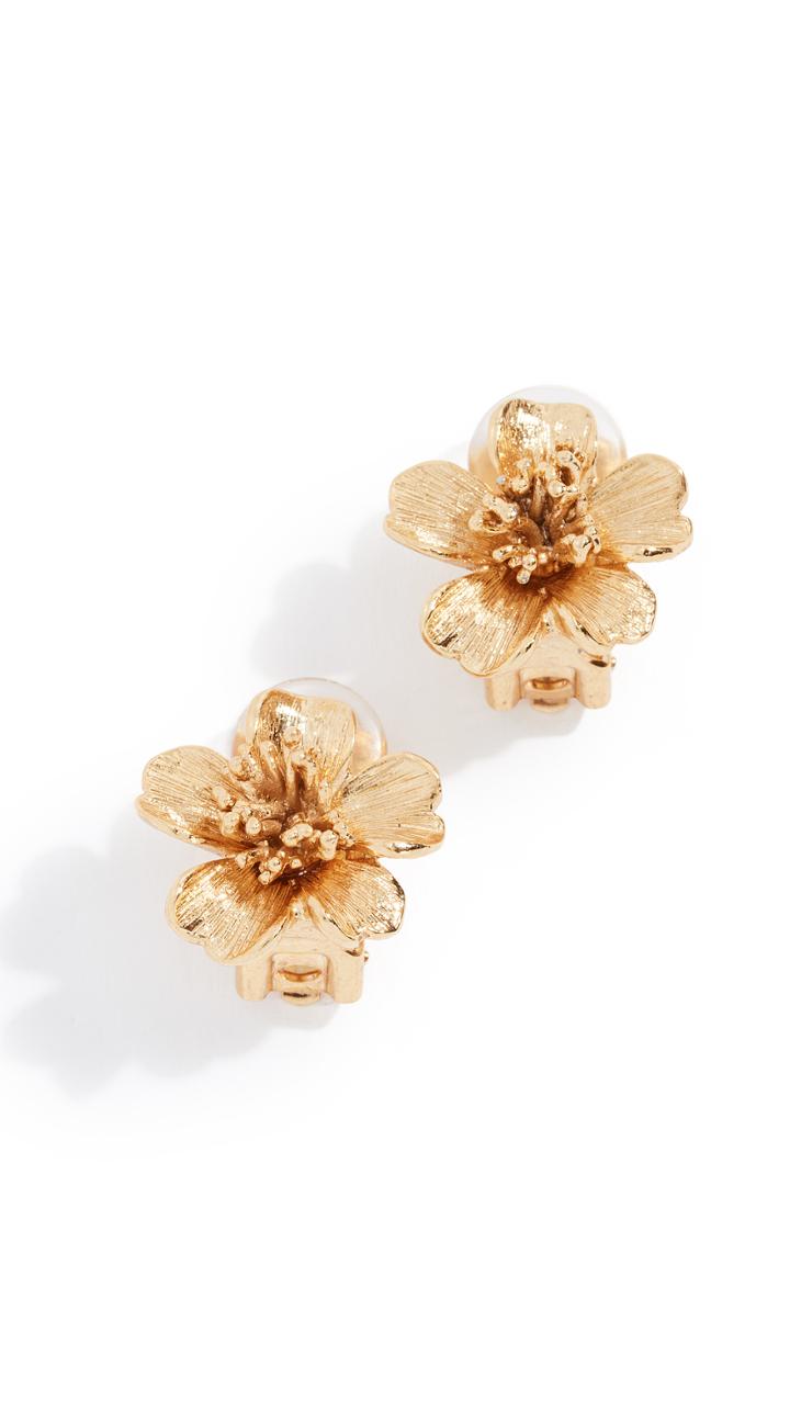 Oscar De La Renta Delicate Flowers Button Earrings