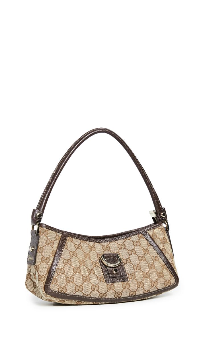 What Goes Around Comes Around Gucci Brown Canvas D Ring Shoulder Bag