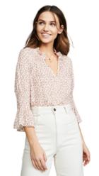 Rebecca Taylor Short Sleeve Francesca Ruffle Top