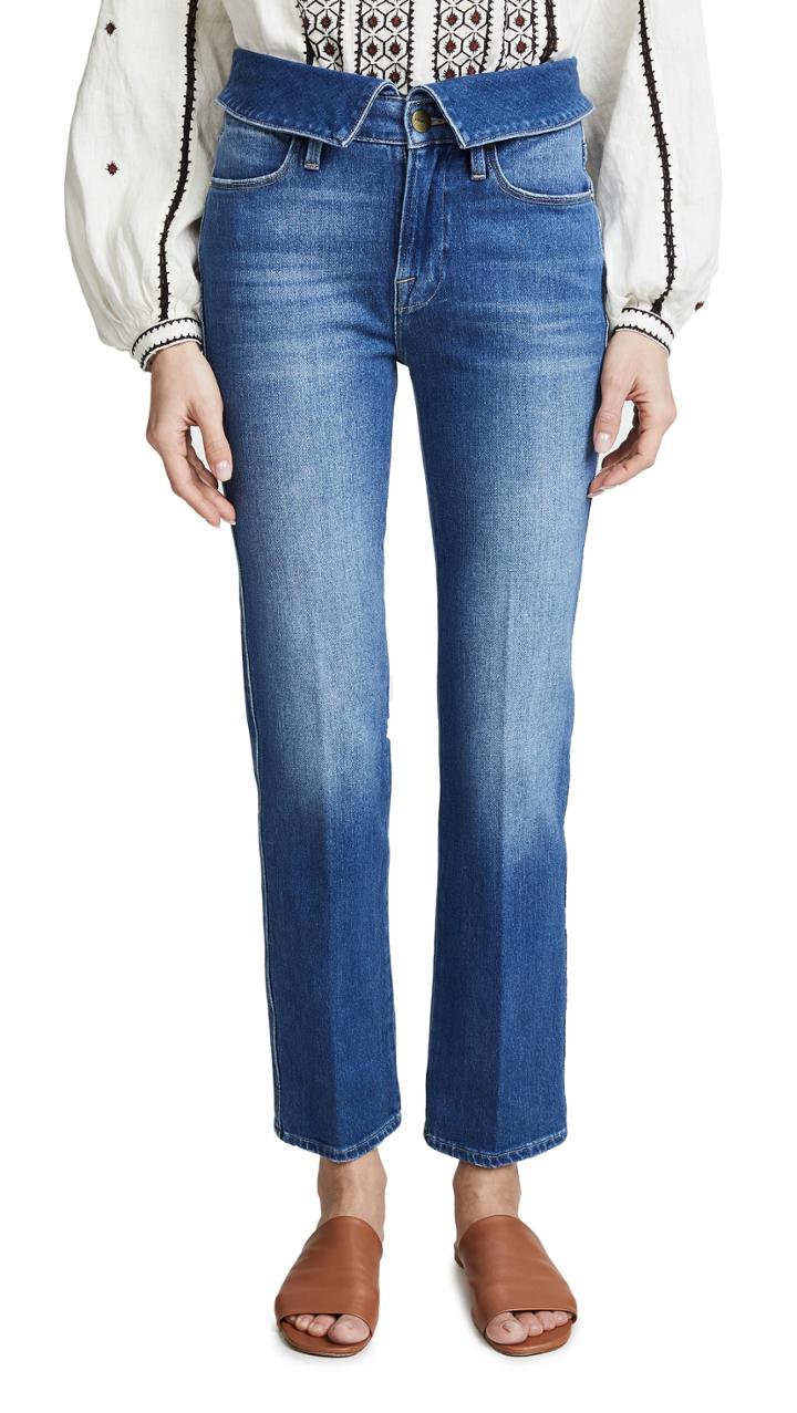 Frame Le High Straight Fold Over Jeans