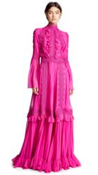 Costarellos Ruffle Neck Tiered Dress With Bell Sleeves
