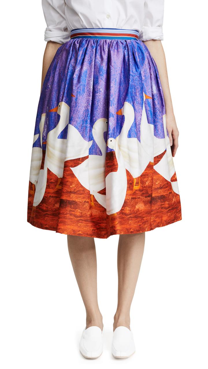 Stella Jean Duck Print Circle Skirt With Crinoline
