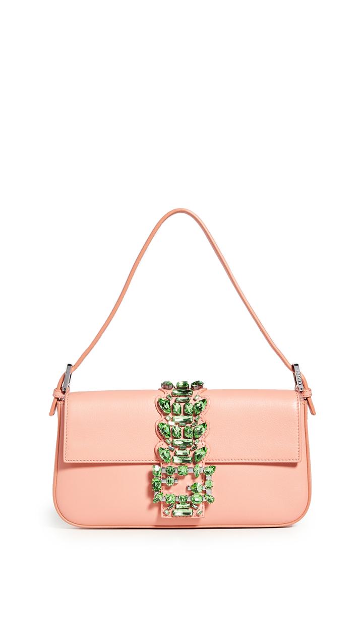 What Goes Around Comes Around Fendi Pink Leather Embellished Baguette Bag