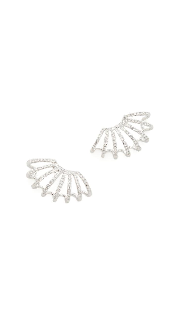 Ef Collection 14k White Gold Diamond Double Multi Huggie Earrings