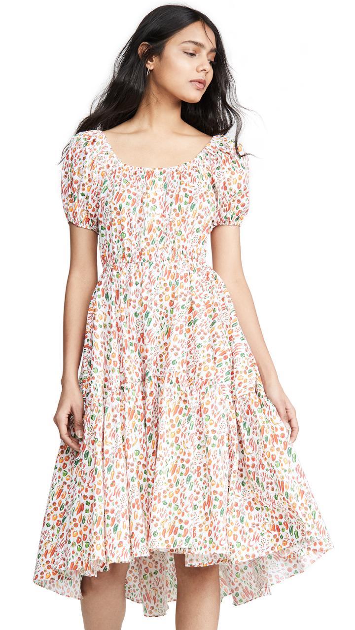 Caroline Constas Bardot Flounce Dress