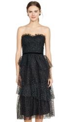 Marchesa Notte Strapless Glitter Tulle Gown