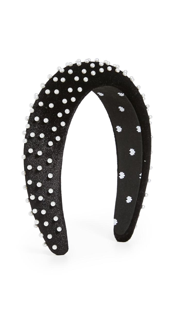 Lele Sadoughi Velvet Pearl Padded Headband