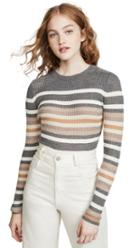 Theory Stripe Crew Cashmere Sweater