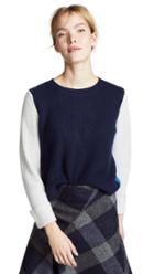 Autumn Cashmere Cuffed Colorblock Shaker Cashmere Sweater
