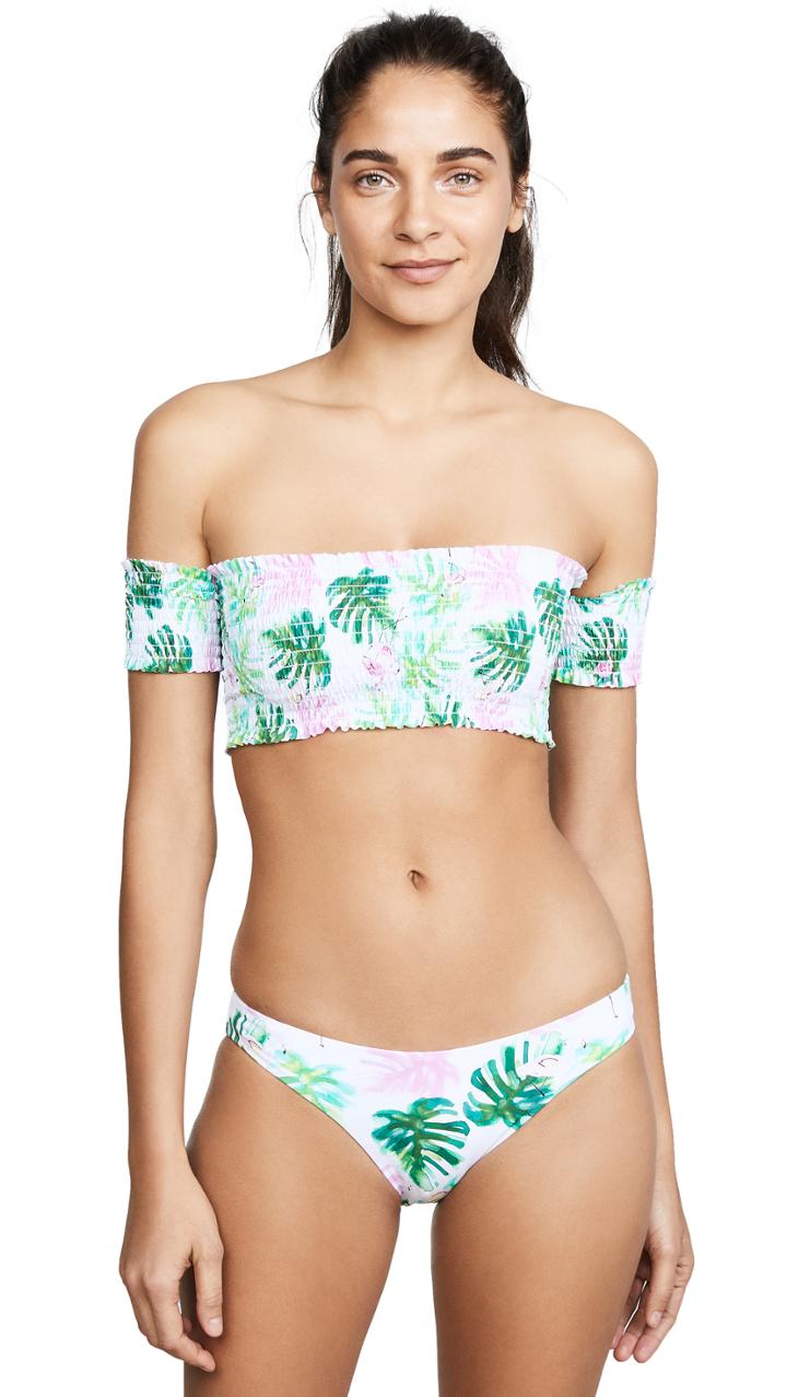 Pilyq Off Shoulder Bikini Top With Smocking