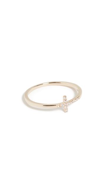Sydney Evan 14k Gold Bent Cross Ring