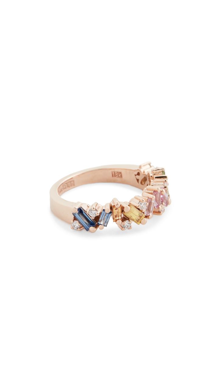 Suzanne Kalan 18k Gold Pastel Rainbow Frenzy Half Band